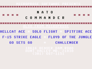 Nato Commander title screen for Commodore 64